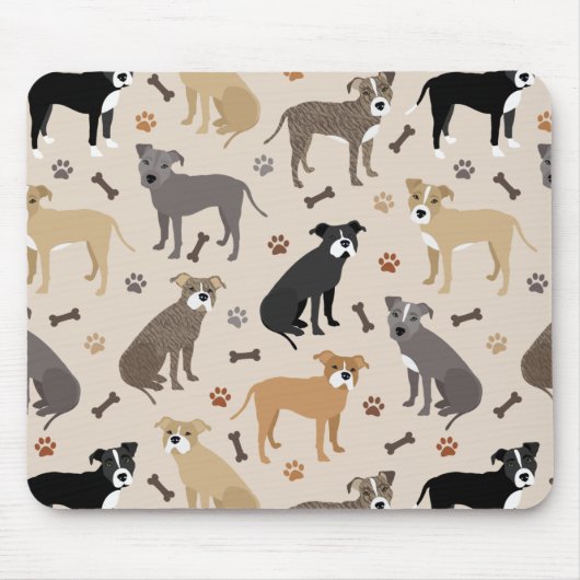 Tapis De Souris Paquet de souris Pitbulles et os (Devant)