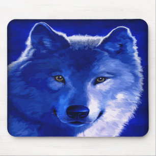 Tapis De Souris Par la lumière du loup bleu Mousepad de lune