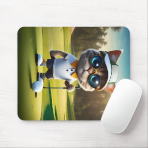 Tapis De Souris "Par tee Time : Le Cool Chat’s Golf Swing!"