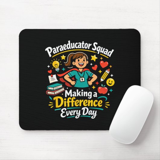Tapis De Souris Paraeducator Squad Making A Difference Teacher Wom (Avec souris)