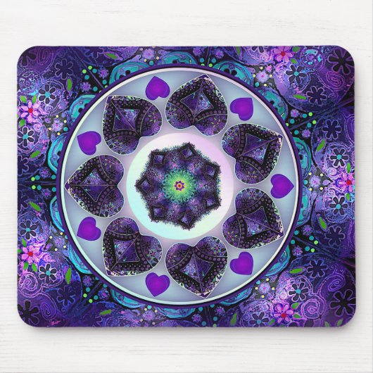 Tapis De Souris Parapluie violet & coeurs .7 (Devant)