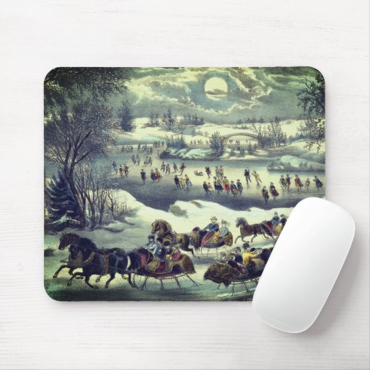 Tapis De Souris Parc Central Currier & Ives en hiver (Avec souris)