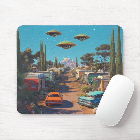 Tapis De Souris Parc de remorques UFO Retro (Avec souris)
