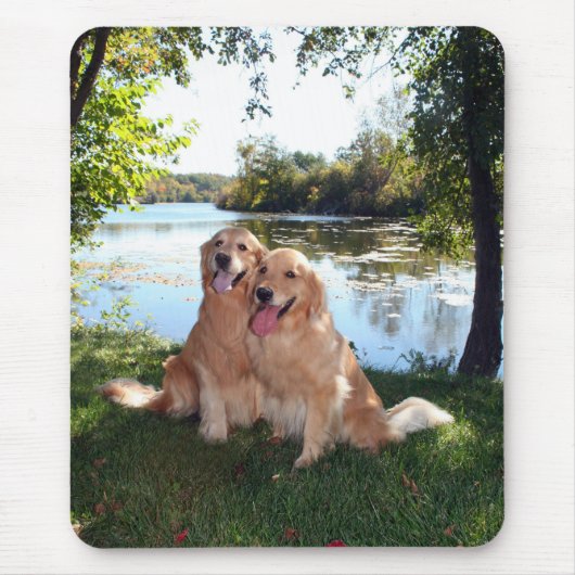 Tapis De Souris Parc et rivière Mousepad de golden retriever (Devant)