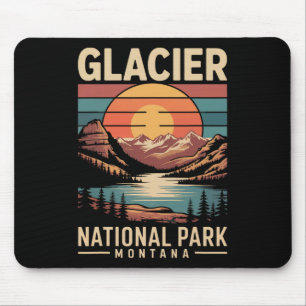 Tapis De Souris Parc national de Glacier Ours Vintage Montana Rand