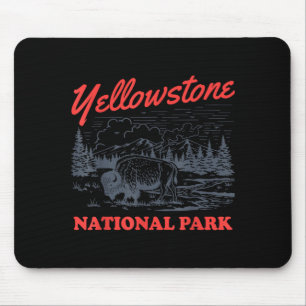 Tapis De Souris Parc national de Yellowstone Bison Rétro Vintage