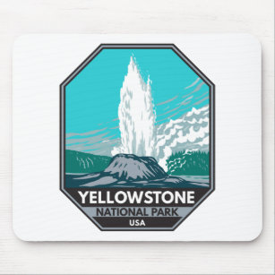 Tapis De Souris Parc national de Yellowstone Castle Geyser Vintage