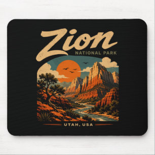 Tapis De Souris Parc national de Zion vintage rétro canyon extérie