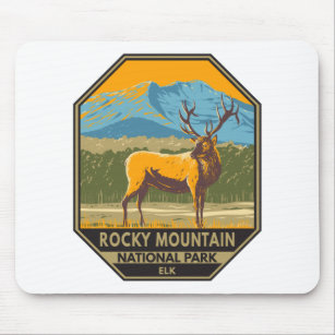 Tapis De Souris Parc national des Rocheuses Colorado Elk Vintage