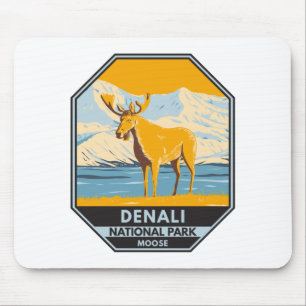 Tapis De Souris Parc national du Denali Alaska Moose Vintage