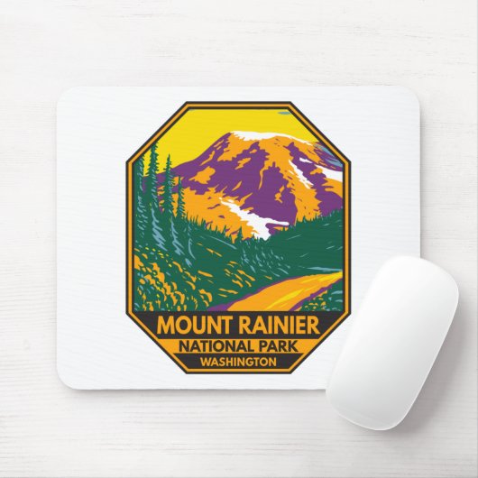 Tapis De Souris Parc national du Mont Rainier Washington Retro (Avec souris)