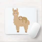 Tapis De Souris Paresse adorable dormant sur un lama (Avec souris)