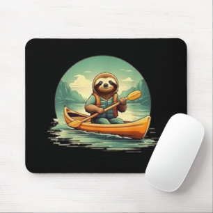 Tapis De Souris Paresseux en kayak amateur de canoë drôle d'animau
