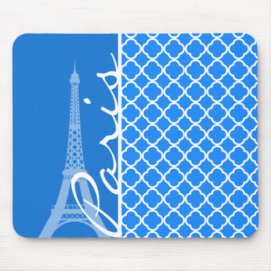 Tapis De Souris Paris ; Azure Blue Quatrefoil (Devant)