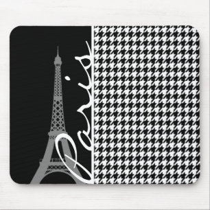 Tapis De Souris Paris ; Houndstooth noir et blanc