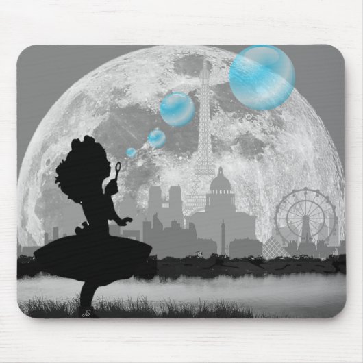 Tapis De Souris PARIS Petite Fille Fabriquant Blue Bubble Souris P (Devant)