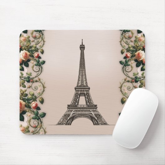 Tapis De Souris Paris Rose Vins Tour Eiffel Shabby Chic (Avec souris)