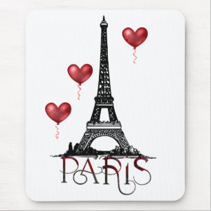 Tapis De Souris Paris, Tour Eiffel et Coeur des Ballons Rouges