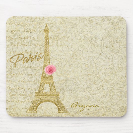 Tapis De Souris Paris Tour Eiffel Gold & Rose Elégante Souris Pad (Devant)