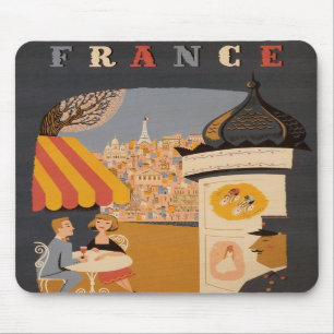 Tapis de souris parisien d'affiche de voyage de