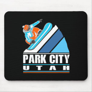 Tapis De Souris Park City Utah - Snowboardeur Vintage