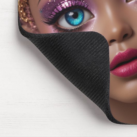 Tapis De Souris Parties scintillant à poupée mousseuse et fleurs (Coin)