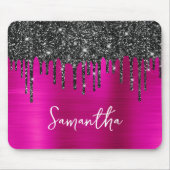 Tapis De Souris Parties scintillant à séchage noir Hot rose Nom du (Devant)