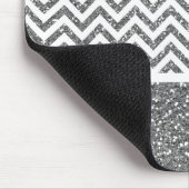 Tapis De Souris Parties scintillant Argent Faux Chevron (Coin)