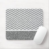Tapis De Souris Parties scintillant Argent Faux Chevron (Avec souris)