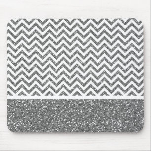 Tapis De Souris Parties scintillant Argent Faux Chevron