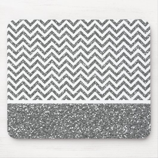 Tapis De Souris Parties scintillant Argent Faux Chevron (Devant)
