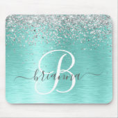 Tapis De Souris Parties scintillant argentée turquoise en métal br (Devant)