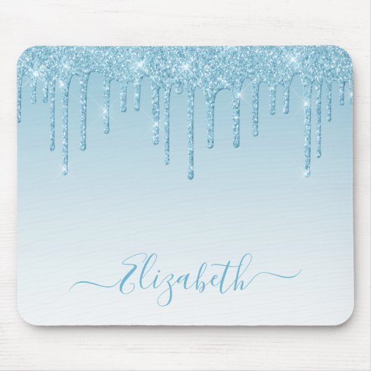 Tapis De Souris Parties scintillant Bleu clair moderne et tendance (Devant)