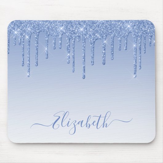 Tapis De Souris Parties scintillant Bleu Dusty moderne design Scri (Devant)