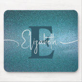 Tapis De Souris Parties scintillant bleue Monogramme fille (Devant)