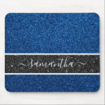 Tapis De Souris Parties scintillant bleue Mousepad<br><div class="desc">Un élégant tapis de souris à parties scintillant bleue avec une bande de parties scintillant noire. Personnalisez-le avec votre nom,  Conçu pour vous par Blackberry Boulevard.</div>