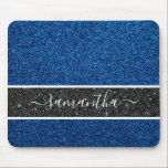 Tapis De Souris Parties scintillant bleue Mousepad<br><div class="desc">Un élégant tapis de souris à parties scintillant bleue avec une bande de parties scintillant noire. Personnalisez-le avec votre nom,  Conçu pour vous par Blackberry Boulevard.</div>
