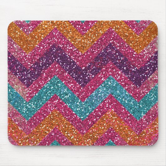 Tapis De Souris Parties scintillant Chevron rose violet orange Tur (Devant)