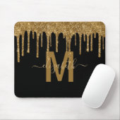 Tapis De Souris Parties scintillant Chic Gold Driving Nom du monog (Avec souris)