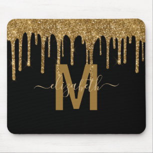 Tapis De Souris Parties scintillant Chic Gold Driving Nom du monog
