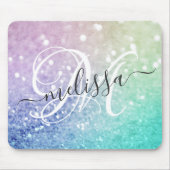 Tapis De Souris Parties scintillant colorée Joli Bokeh Monogrammé (Devant)