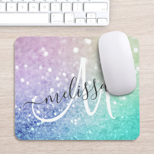 Tapis De Souris Parties scintillant colorée Joli Bokeh Monogrammé