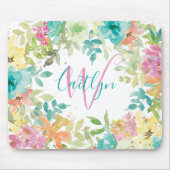 Tapis De Souris Parties scintillant d'aquarelle bleu rose (Devant)