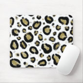 Tapis De Souris Parties scintillant d'or blanc et Cheetah léopard (Avec souris)