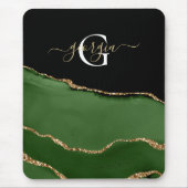 Tapis De Souris Parties scintillant d'or et Monogramme d'âge vert (Devant)