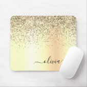 Tapis De Souris Parties scintillant d'or Monogramme métallique Nom (Avec souris)