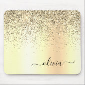 Tapis De Souris Parties scintillant d'or Monogramme métallique Nom (Devant)