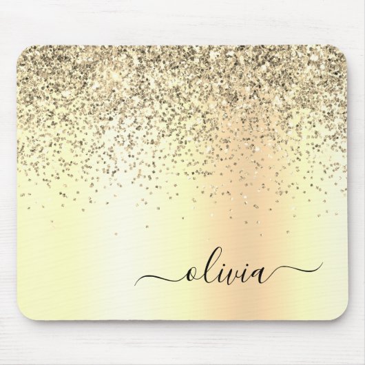 Tapis De Souris Parties scintillant d'or Monogramme métallique Nom (Devant)