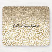 Tapis De Souris Parties scintillant Empreinte de léopard d'or blan (Devant)