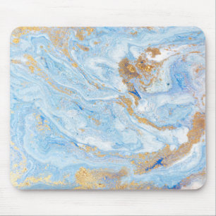 Tapis De Souris Parties scintillant en or cool en marbre bleu
